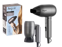 Argon Secador de Pelo Plegable 1500W Antracita Negro Mate 14x7x10cm (Set de 6)