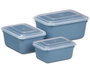 LEKNES Set de 3 Fiambreras con Rayas (600 ml, 1,1 l y 1,8 l)