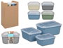 LEKNES Set de 3 Fiambreras con Rayas (600 ml, 1,1 l y 1,8 l)