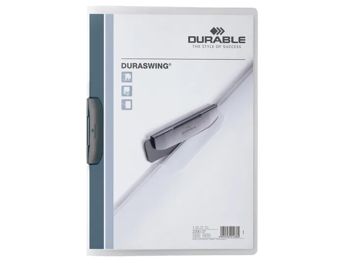 Durable Carpeta Duraswing con Pinza Lateral Giratoria, Polipropileno, DIN A4, Grafito, 30 Hojas