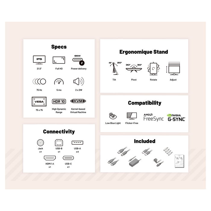 JAPANNEXT JN-I215FLFHSP-C65W Monitor LED IPS de 21.5" Full HD 1920x1080, 75Hz, AMD FreeSync, HDR, Altavoces, USB-C 65W, VESA, Negro JAPANNEXT JN-I215FLFHSP-C65W Monitor LED IPS de 21.5" Full HD 1920x1080, 75Hz, AMD FreeSync, HDR, Altavoces, USB-C 65W, VESA, Negro