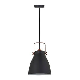 Fbright Lámpara de Techo Colgante, Negro y Cobre, Casquillo E27, Max 60W, Aluminio, Ø270x1200 mm, No Incluye Bombilla, Incluye Tornillería