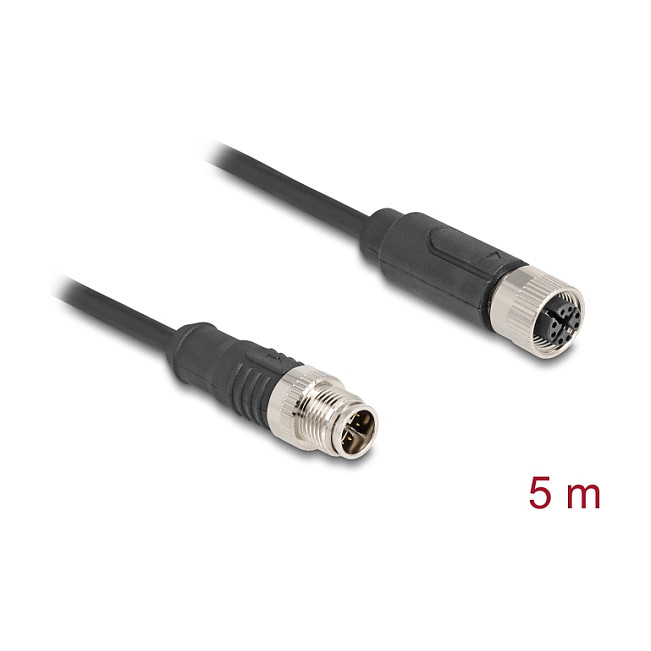 DeLOCK Cable M12 X-codificado 8 Pin Macho a Hembra PVC 5 m