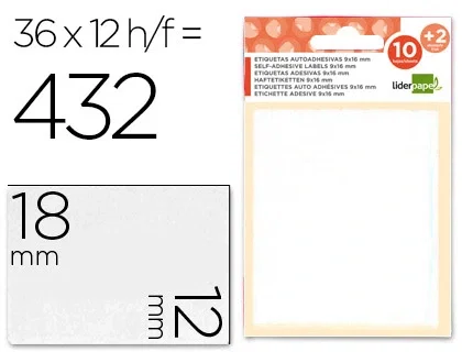 Liderpapel Etiquetas adhesivas blancas 12x18 mm Liderpapel Etiquetas adhesivas blancas 12x18 mm