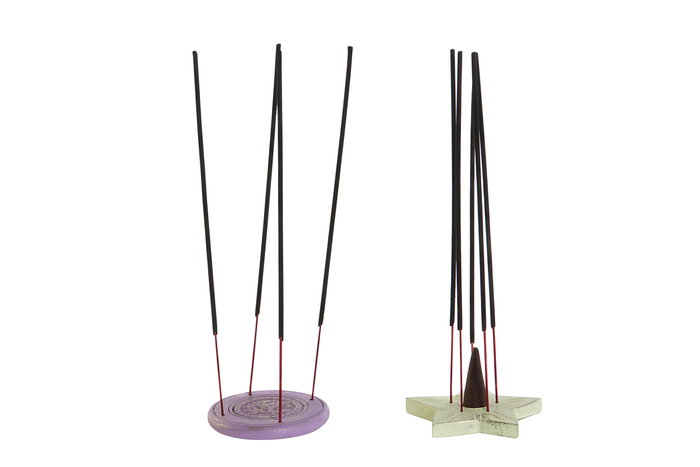 DKD Home Decor Soporte Incienso Indio Multicolor Mango y Metal 8 x 8 x 1 cm (24 Unidades)