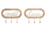 DKD Home Decor Perchero de Pared Ratán y Metal Natural Dorado 6.4 x 28.6 x 40 cm (2 Unidades)