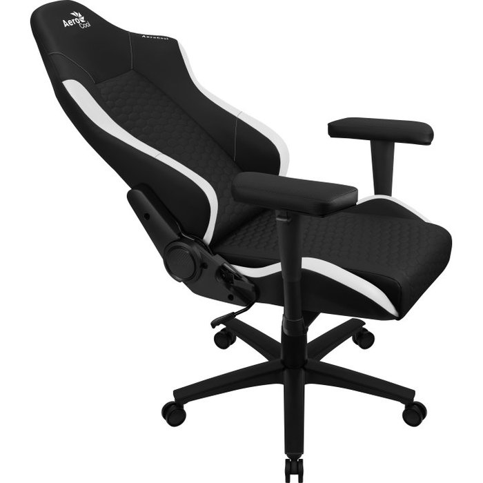 Aerocool Silla Gaming Crown CROWNBW Negra y Blanca - Diseño Ergonómico, Respaldo Ajustable, Reposabrazos 2D, Acolchado de Alta Densidad