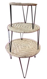 DKD Home Decor Bali 2020 Mesita Auxiliar Marron Negro Metal Cuerda 62 x 40.5 x 62 cm Set de 3