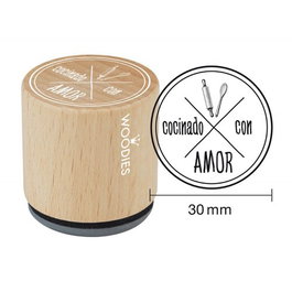 WOODIES BY COLOP Sello de Madera Ø30mm Cocinando con Amor