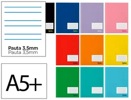 Liderpapel Smart A5+ Libreta de 32 hojas con pauta 3,5 mm colores surtidos