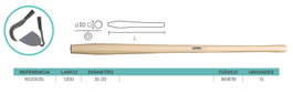 SIFER Mango de Madera Natural para Raedera y Tajamata 1200-35Ø