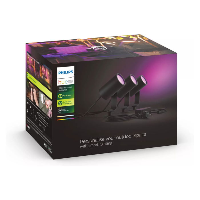 Philips Foco Exterior Inteligente Hue White & Color Ambiance Lily 3 focos 600 lm Negro Aluminio Zigbee LED