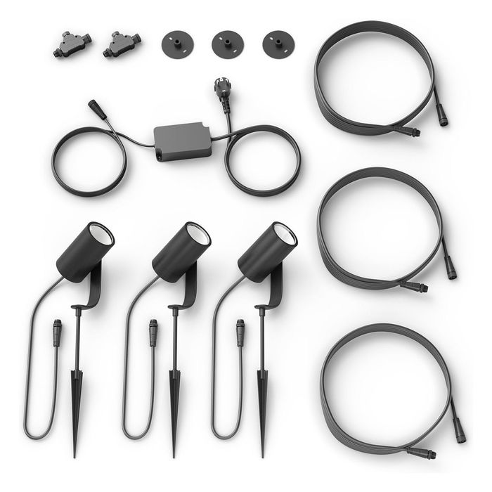 Philips Foco Exterior Inteligente Hue White & Color Ambiance Lily 3 focos 600 lm Negro Aluminio Zigbee LED