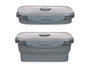 Kinvara Fiambrera de Silicona Rectangular 540ml Antracita Gris/Transparente 16.5x10.7x2.8cm (Set de 24)