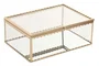 DKD Home Decor Joyero de Cristal y Metal Dorado
