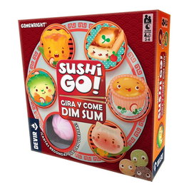 Devir - Juego de Mesa Sushi Go! Gira y Come Dim Sum, con Mesa Giratoria y Cartas, de 2 a 5 Jugadores, a partir de 8 Años, en Español, Duración 20 Minutos