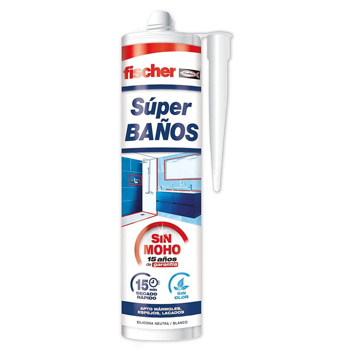 Fischer Silicona super baños sin moho blanca 280 ml