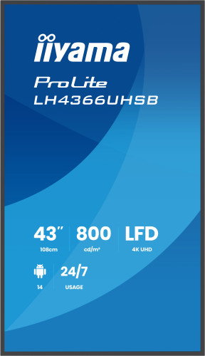 Iiyama LH4366UHSB-B1AG 43'' 4K Ultra HD Android Monitor Profesional Negro Iiyama LH4366UHSB-B1AG 43'' 4K Ultra HD Android Monitor Profesional Negro