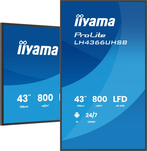 Iiyama LH4366UHSB-B1AG 43'' 4K Ultra HD Android Monitor Profesional Negro Iiyama LH4366UHSB-B1AG 43'' 4K Ultra HD Android Monitor Profesional Negro