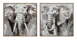 DKD Home Decor Cuadro Lienzo Elefante Set de 2