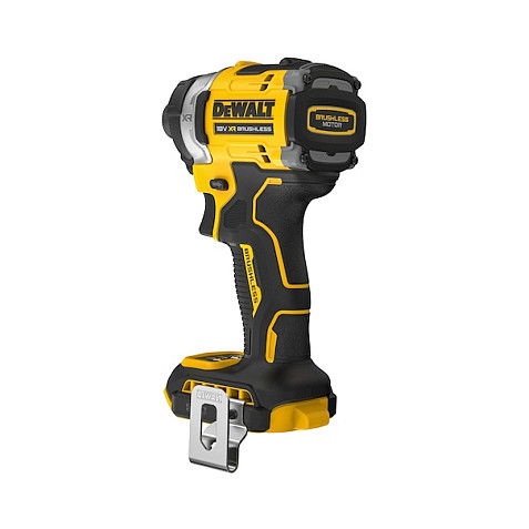 DeWALT DCF860NT-XJ Destornillador de Impacto 1/4" 18V Sin Escobillas, 4400Nm de Torque, Mango de Pistola, 3800 RPM, Negro y Amarillo