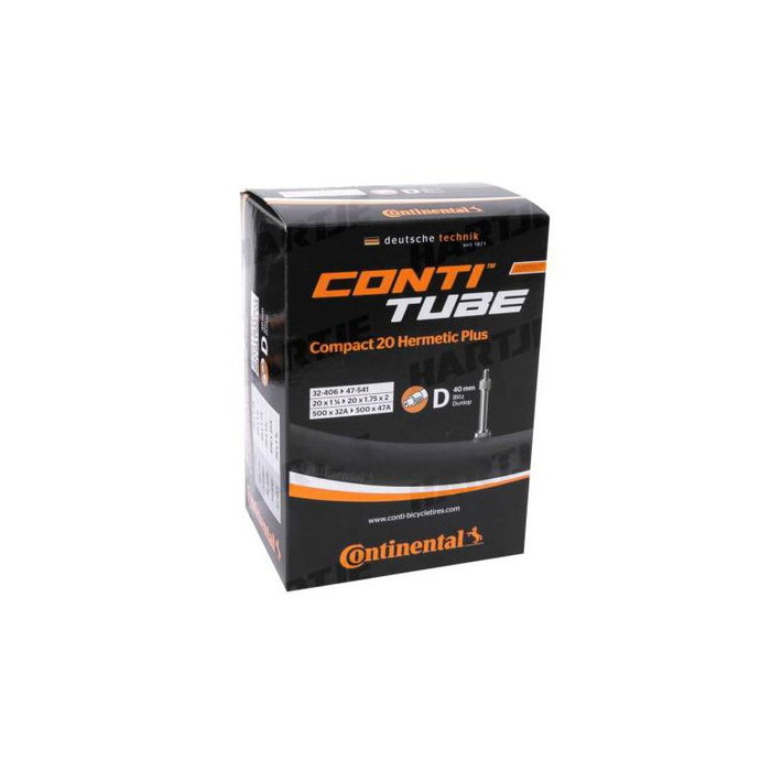 Continental Cámara Compact Hermetic Plus 20" Válvula Dunlop 40 mm para bicicleta (32-47/406-451) Continental Cámara Compact Hermetic Plus 20" Válvula Dunlop 40 mm para bicicleta (32-47/406-451)