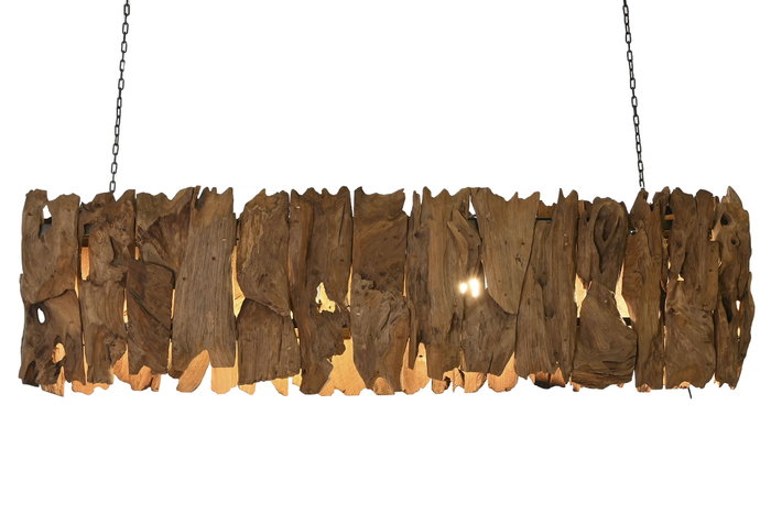 DKD Home Decor Lámpara Techo 30 x 40 x 160 cm Teca y Hierro Hecho a Mano DKD Home Decor Lámpara Techo 30 x 40 x 160 cm Teca y Hierro Hecho a Mano