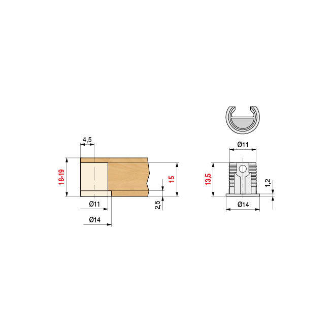 ITALIANA FERRAMENTA Soporte Unión Estantes Click para Madera 18-19mm Espesor, Cazoleta Plástico, Zamak, Diseño Innovador Elegante