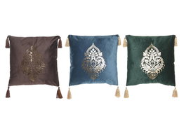 DKD Home Decor Cojín Árabe Azul Verde 45 x 45 x 10 cm (6 Unidades)