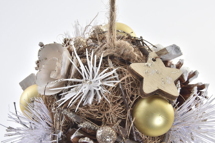 DKD Home Decor Bola de Decoración de Piñas Naturales Dorado 15x15x15 cm DKD Home Decor Bola de Decoración de Piñas Naturales Dorado 15x15x15 cm