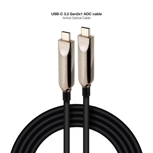 Nanocable Cable USB 3.2 Gen2x1 AOC USB-C a USB-C 60W 8K 5m Negro
