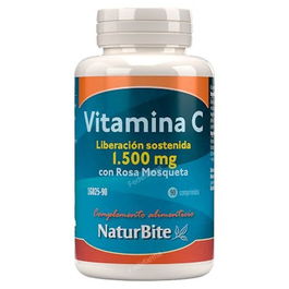 NATURBITE Vitamina C 1500Mg Con Rosa Mosqueta Lib.S 90 Comp. - Potente Antioxidante y Refuerzo Inmunitario