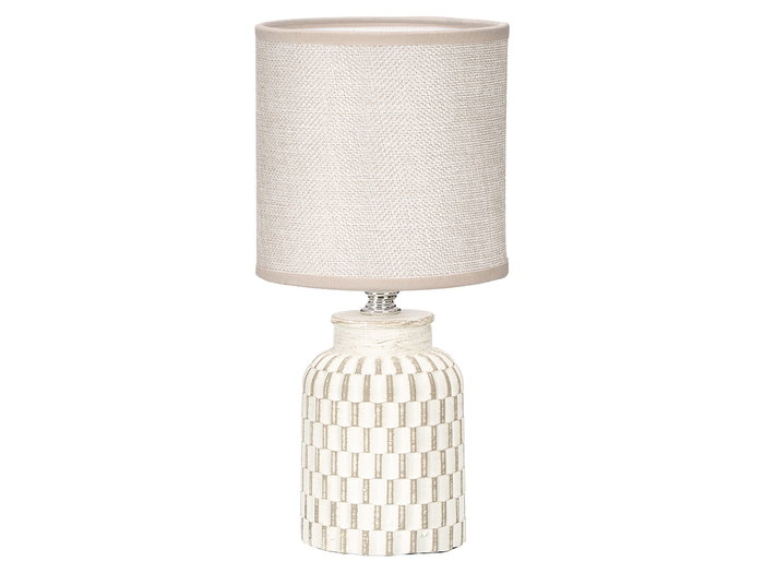 Giftdecor Lámpara Sobremesa Cilíndrica Rayas Beige 13 x 20 x 13 cm (Set de 12)
