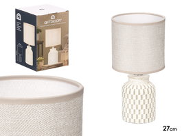 Giftdecor Lámpara Sobremesa Cilíndrica Rayas Beige 13 x 20 x 13 cm (Set de 12)