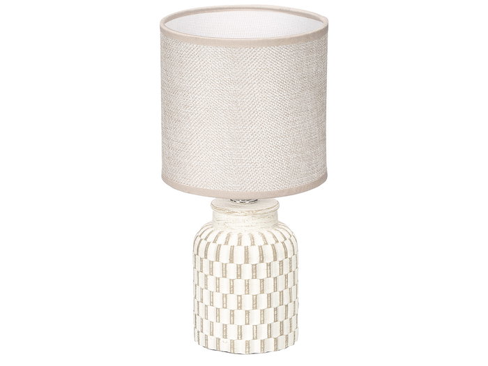 Giftdecor Lámpara Sobremesa Cilíndrica Rayas Beige 13 x 20 x 13 cm (Set de 12)