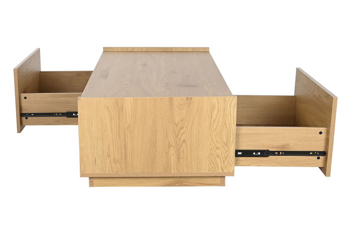 DKD Home Decor Mesa Centro Scandi Natural 120x60x35cm MDF Roble 2 Cajones