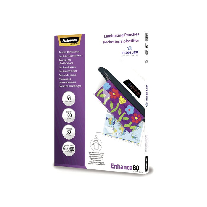 Fellowes Fundas de Plastificar A4 Brillo 80 Micras Pack de 100