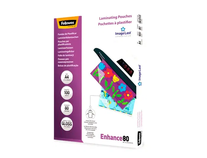 Fellowes Fundas de Plastificar A4 Brillo 80 Micras Pack de 100