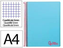 Liderpapel Cuaderno Espiral A4 Micro Wonder 120 Hojas 90g Cuadro 5mm Celeste