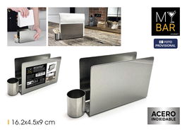 Inde Servilletero Acero con Palillero My Bar 16.1 cm x 4.5 cm x 8.9 cm (24 Unidades)