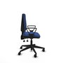 Silla de oficina Elche con mecanismo Asincro tapizada con Tela color Azul marino. Equipada con Base piramidal negra, Brazos fijos y Ruedas 65mm nailon
