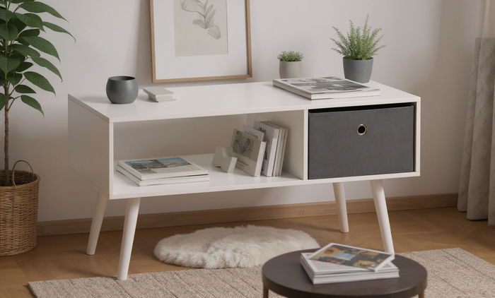 Inde Mesa Auxiliar de Centro con 1 Cajón, 90 x 48 x 47 cm, Nw Moblekit