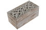 DKD Home Decor Joyero Indio Blanco Natural Mango Set de 2 Piezas 25.5 x 15 x 11 cm
