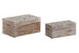 DKD Home Decor Joyero Indio Blanco Natural Mango Set de 2 Piezas 25.5 x 15 x 11 cm