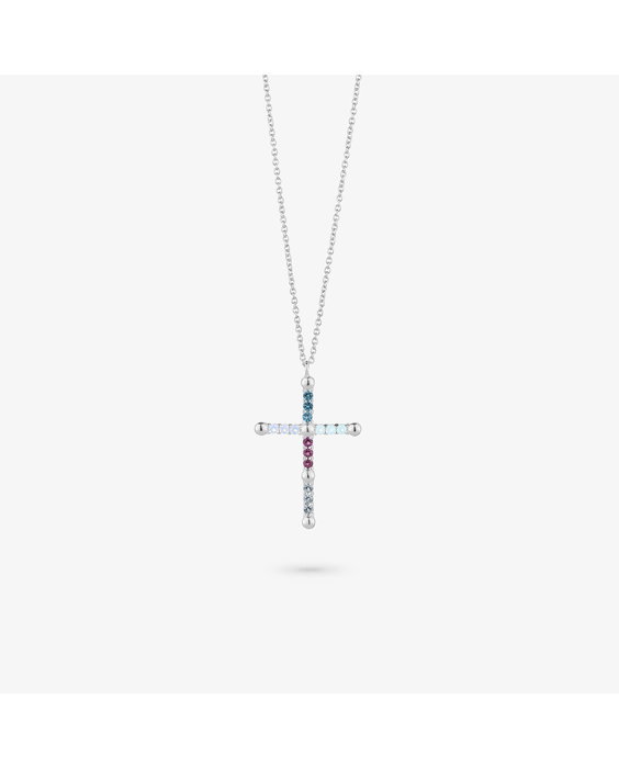 Radiant Collar de Acero Inoxidable con Cruces y Piedras de Colores RY000125 Radiant Collar de Acero Inoxidable con Cruces y Piedras de Colores RY000125