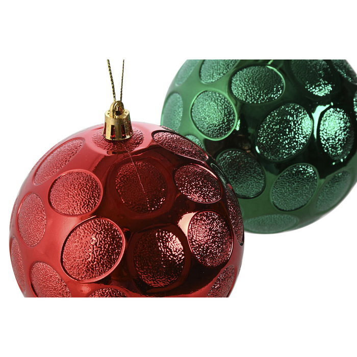 DKD Home Decor Set de 6 Bolas de Decoración Navideña en Rojo y Verde de 10 cm