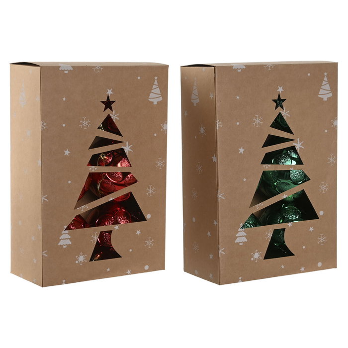 DKD Home Decor Set de 6 Bolas de Decoración Navideña en Rojo y Verde de 10 cm