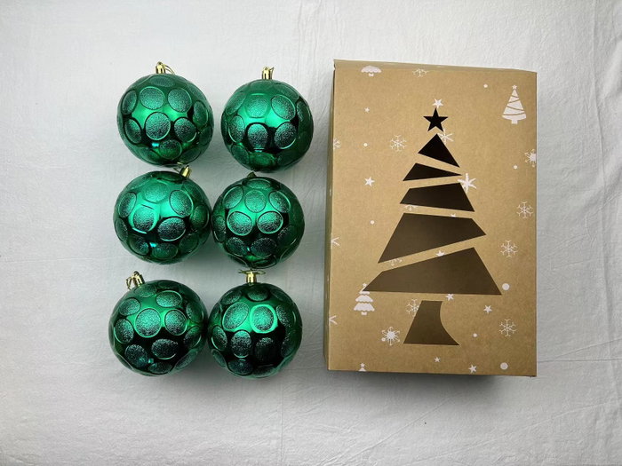 DKD Home Decor Set de 6 Bolas de Decoración Navideña en Rojo y Verde de 10 cm
