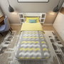 Hanah Home Cama Individual Blanca Tablero Partículas Melamina, Cabecero 93.6x90cm, Estanterías 23.2x90cm, para Colchón 90x190cm, 148 Caracteres