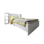 Hanah Home Cama Individual Blanca Tablero Partículas Melamina, Cabecero 93.6x90cm, Estanterías 23.2x90cm, para Colchón 90x190cm, 148 Caracteres